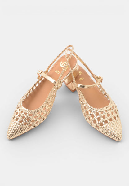 GOLD&GOLD - Slingback Con Tacco Traforata Oro