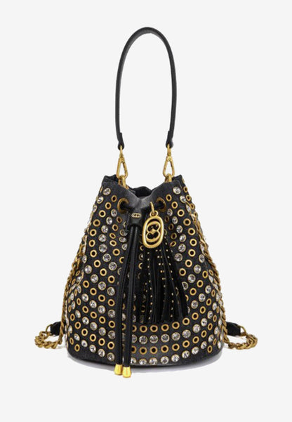 LA CARRIE - Secchiello Strass Andromeda Canvas Nero