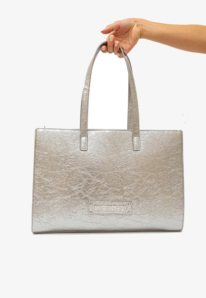 LOVE MOSCHINO - Borsa A Spalla Laminata Argento