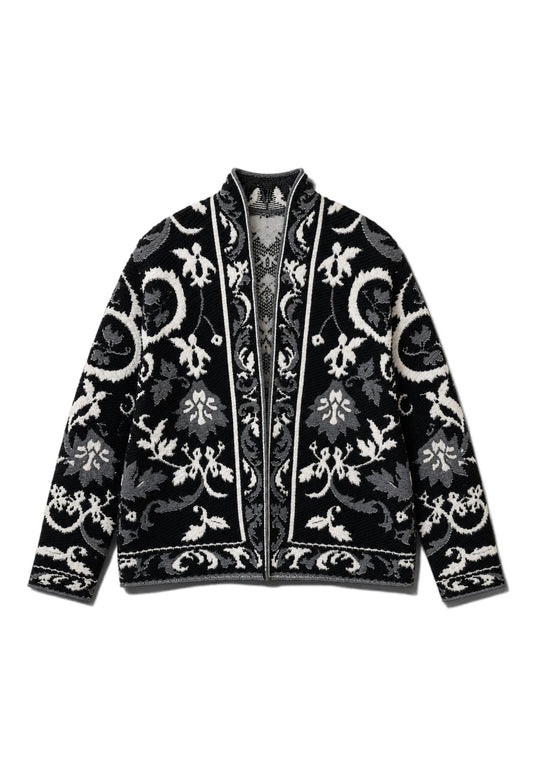 MOTEL - Cardigan Damascato Nero