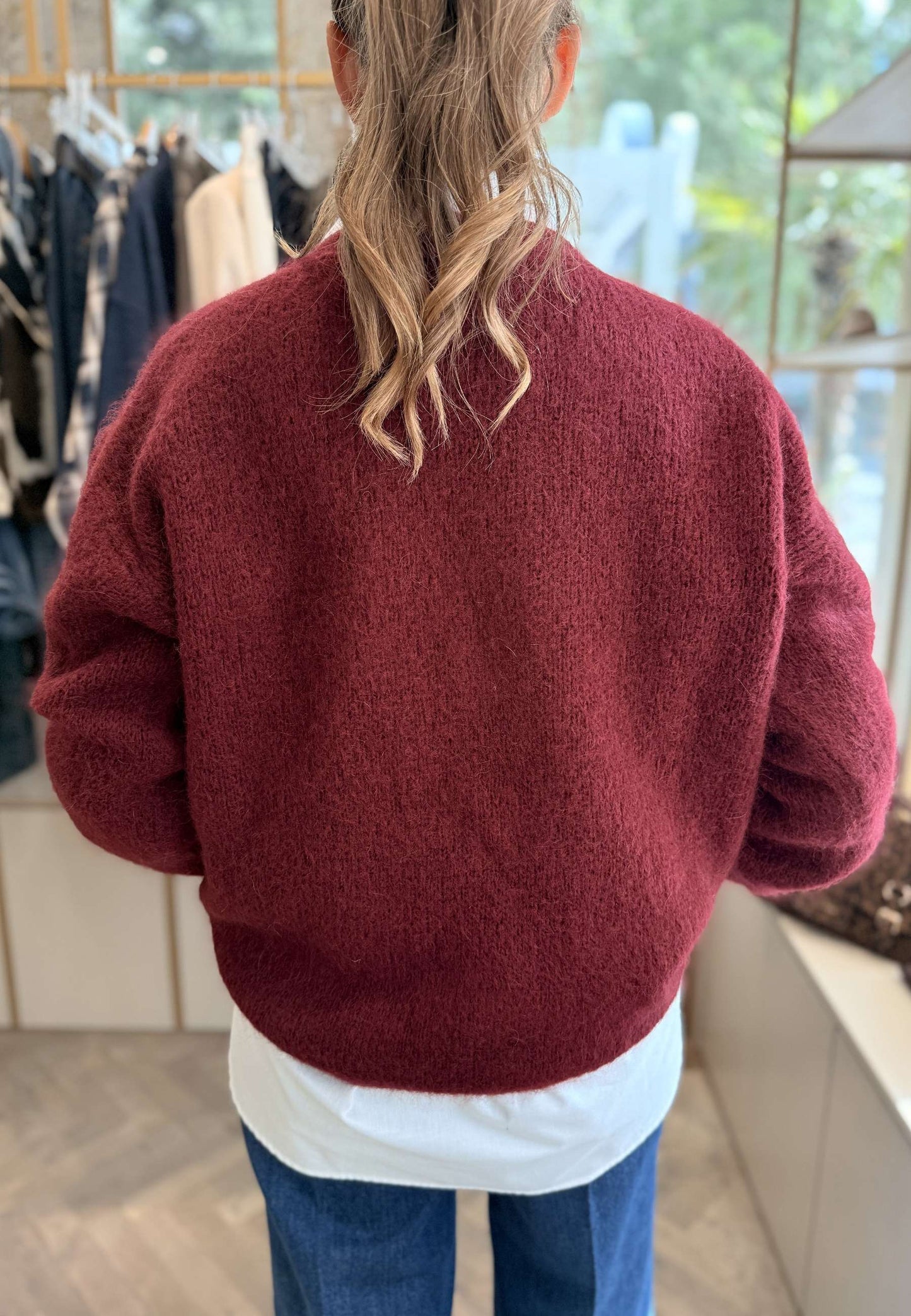 NUNZIA - Cardigan In Mohair Gioiello Burgundy