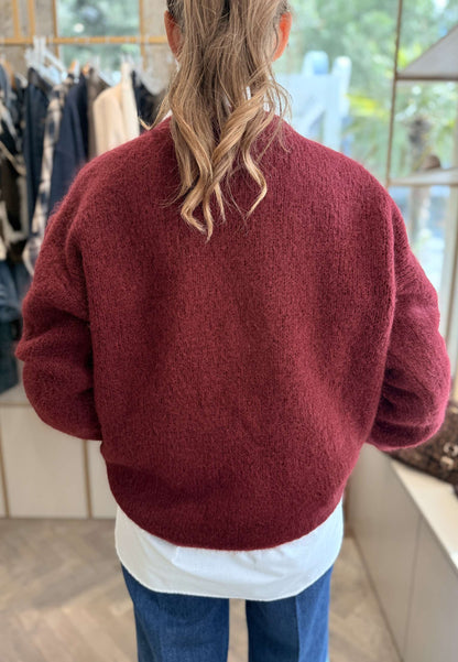 NUNZIA - Cardigan In Mohair Gioiello Burgundy