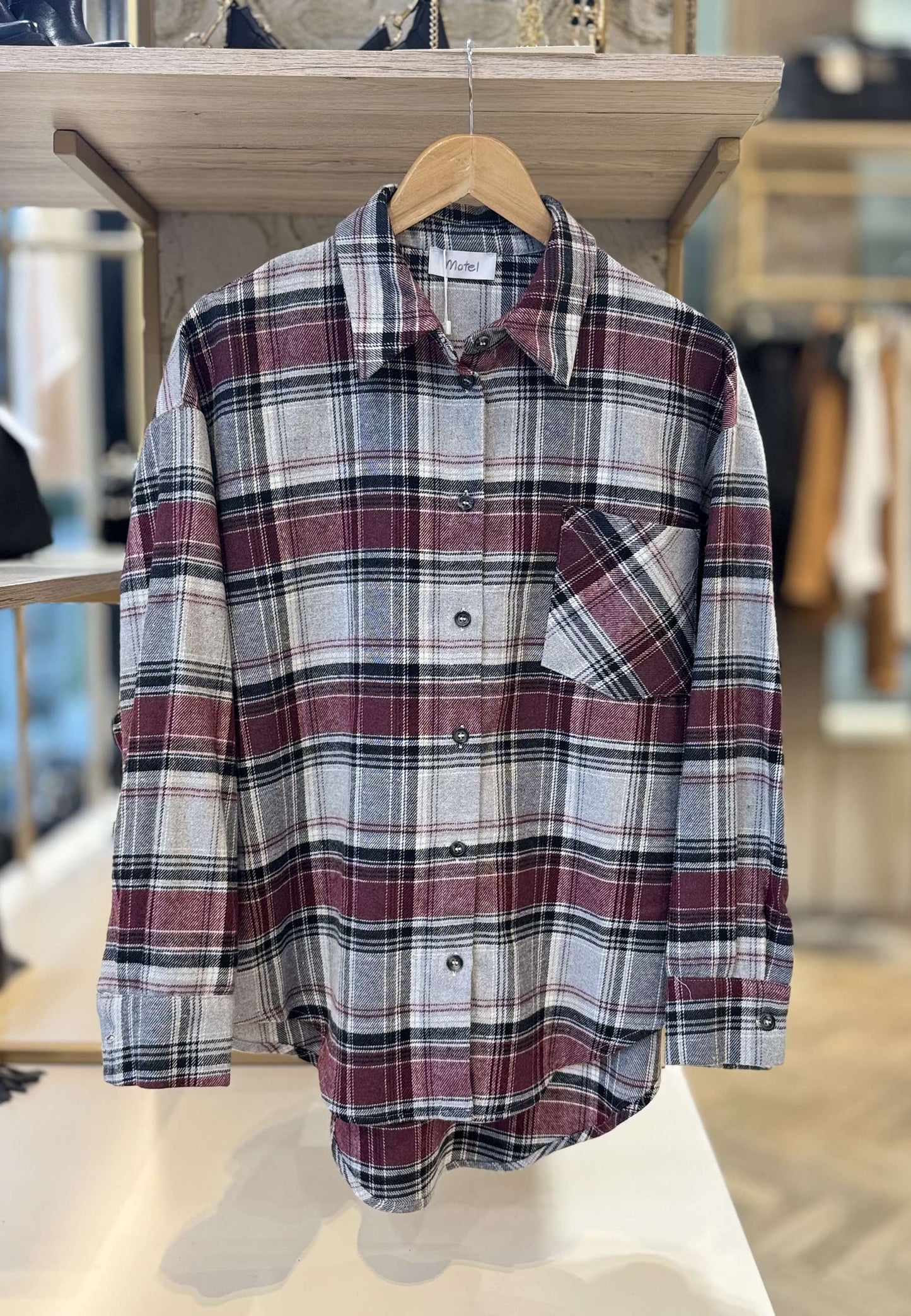 MOTEL - Camicia Check Topolino Grigio