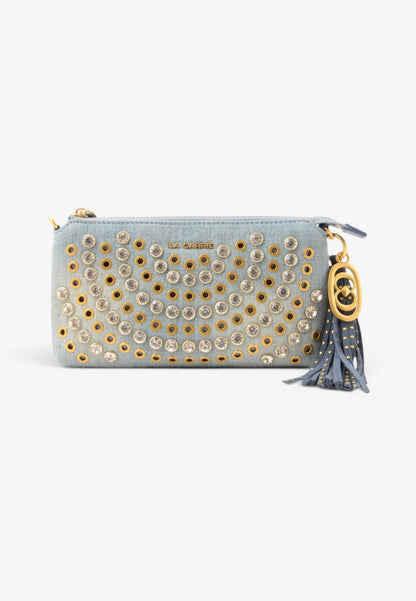 LA CARRIE - Portafoglio Pochette Strass Andromeda CANVAS Jeans