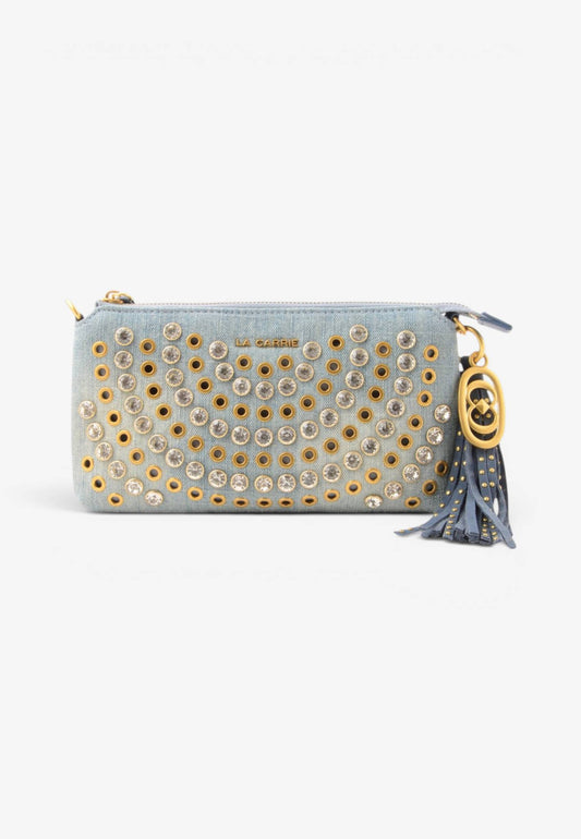 LA CARRIE - Portafoglio Pochette Strass Andromeda CANVAS Jeans