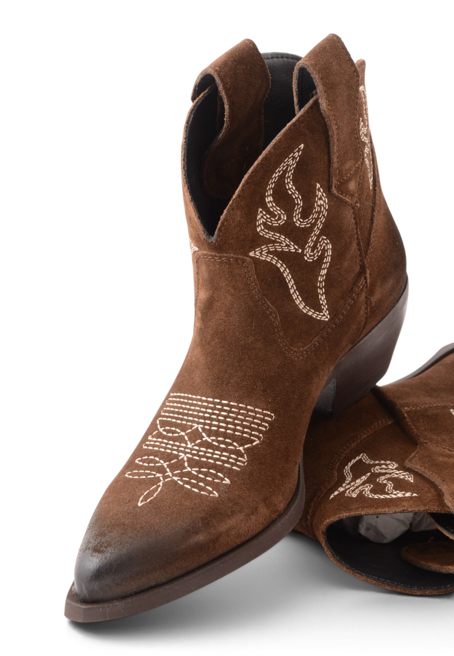 DIVINE FOLLIE - Stivaletto Texano Con Ricami Moka