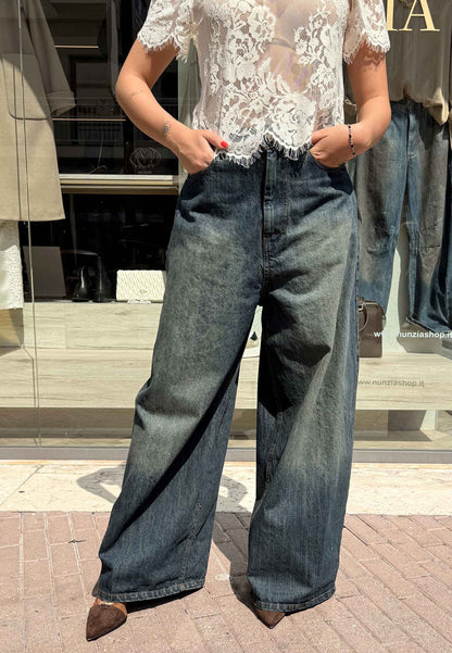 MOTEL - Jeans Wide Leg Denim Scuro
