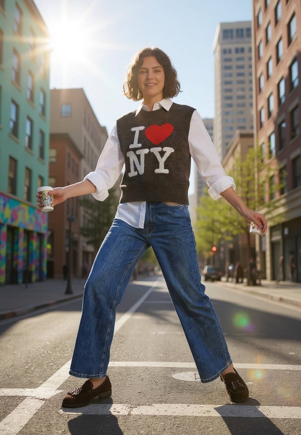 MOTEL - Gilet I Love NY Fango