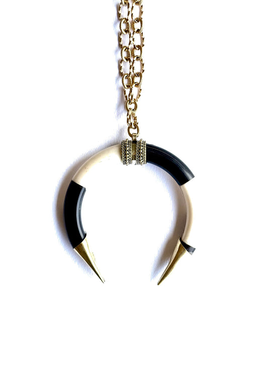 LARA11 - Collana Lunga MOON Bianco Nero