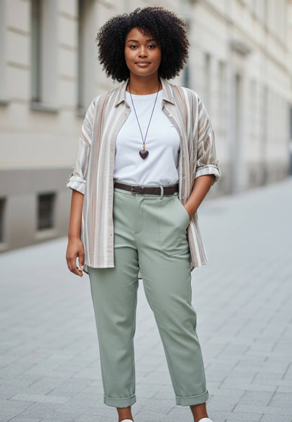 SUSY STAR CURVY - Camicia Over A Righe + Collana