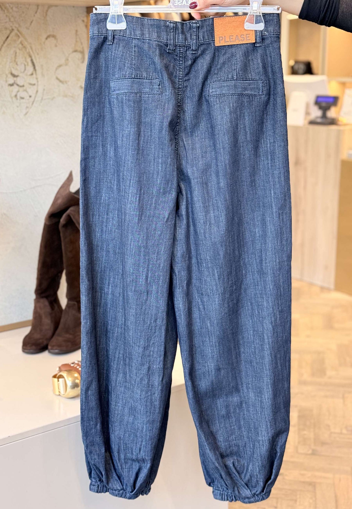 PLEASE - Jeans Baloon Elastico Blu Denim