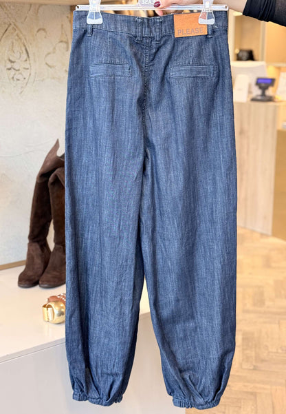 PLEASE - Jeans Baloon Elastico Blu Denim