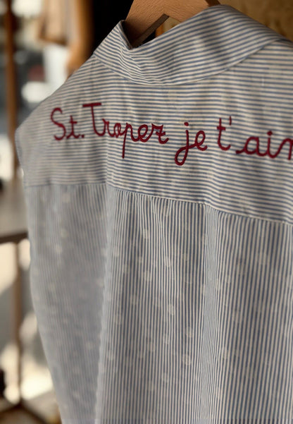 MOTEL - Camicia Smanicata Saint Tropez Celeste