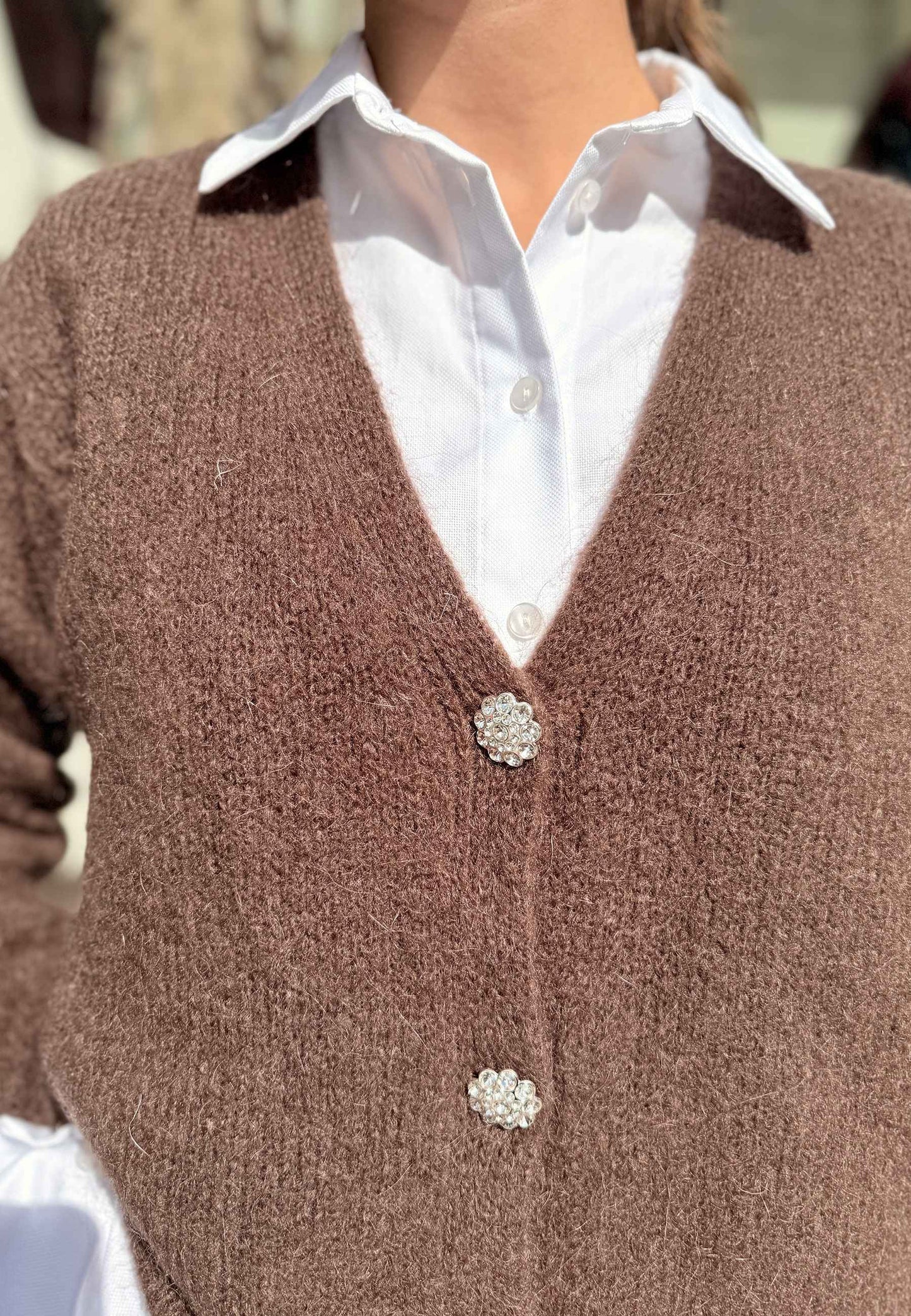 NUNZIA - Cardigan In Mohair Gioiello Moro