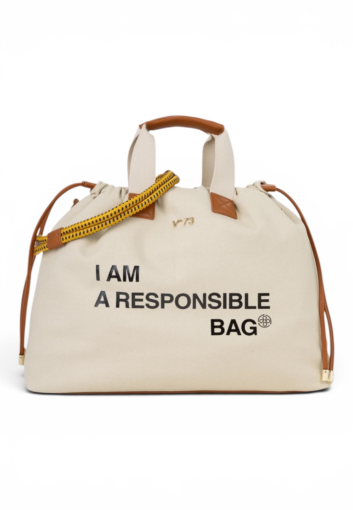 V73 - Shopping Bag Responsible Off White/Cuoio