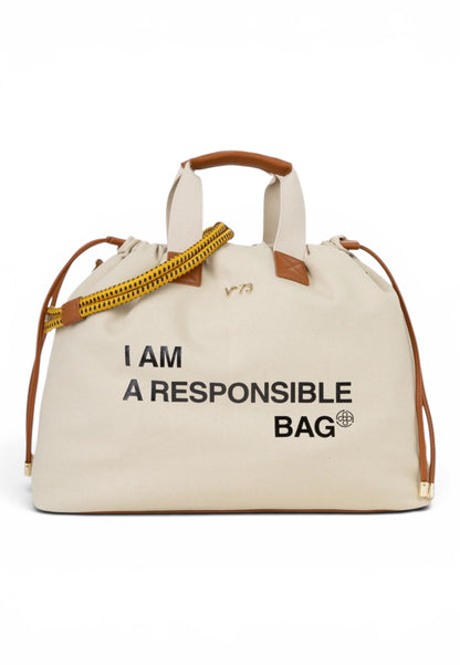 V73 - Shopping Bag Responsible Off White/Cuoio