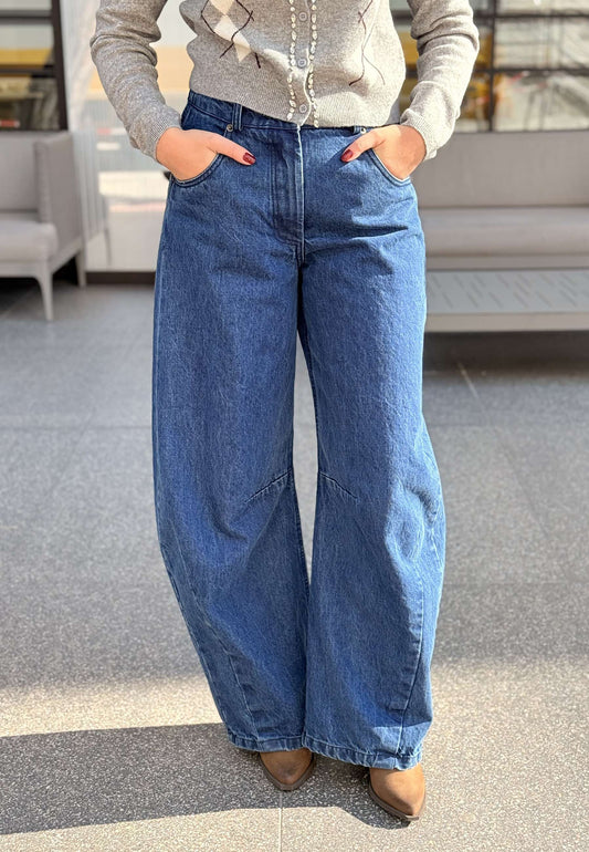 MOTEL - Jeans Barrel Blu Denim
