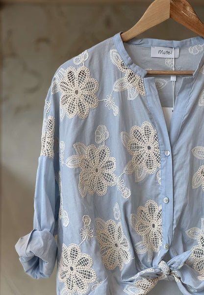 MOTEL - Camicia Fiori Celeste