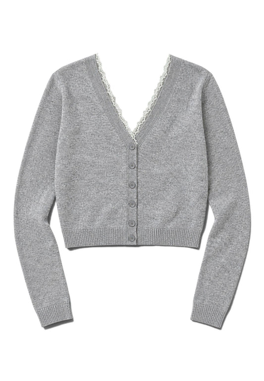 MOTEL - Cardigan Bottone Fronte e Retro Grigio