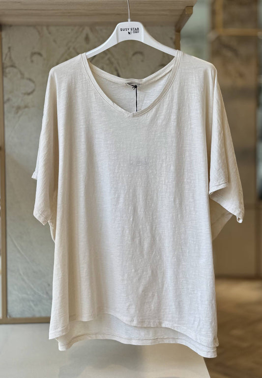 SUSY STAR CURVY - T-shirt Over Avorio