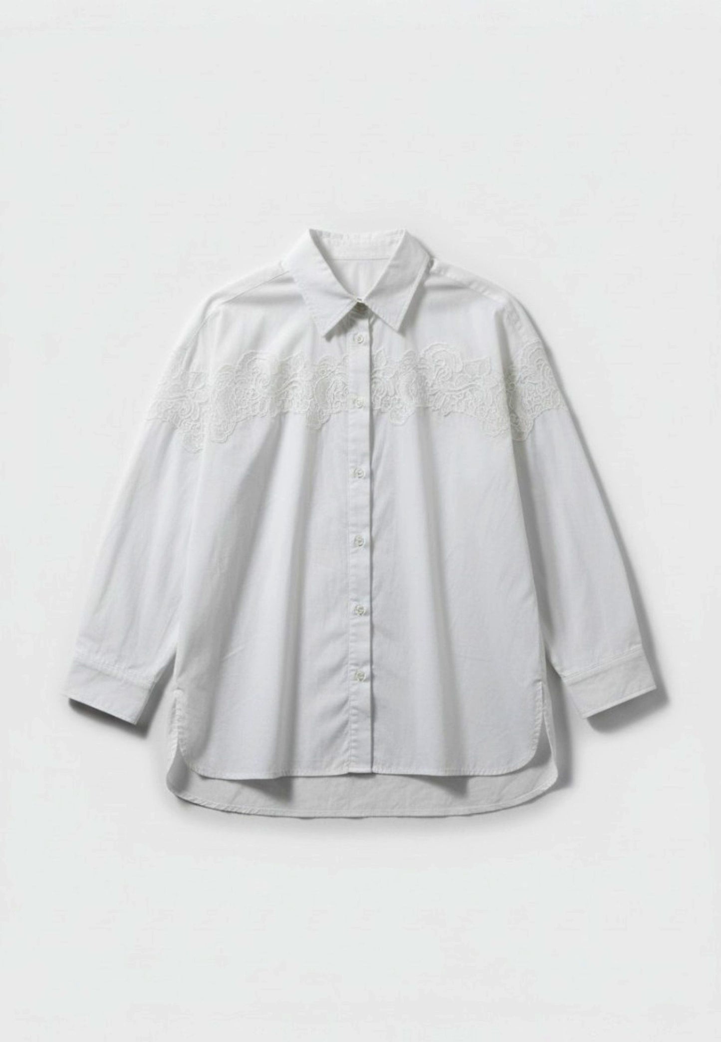 NUNZIA - Camicia Ricamo Over Off White