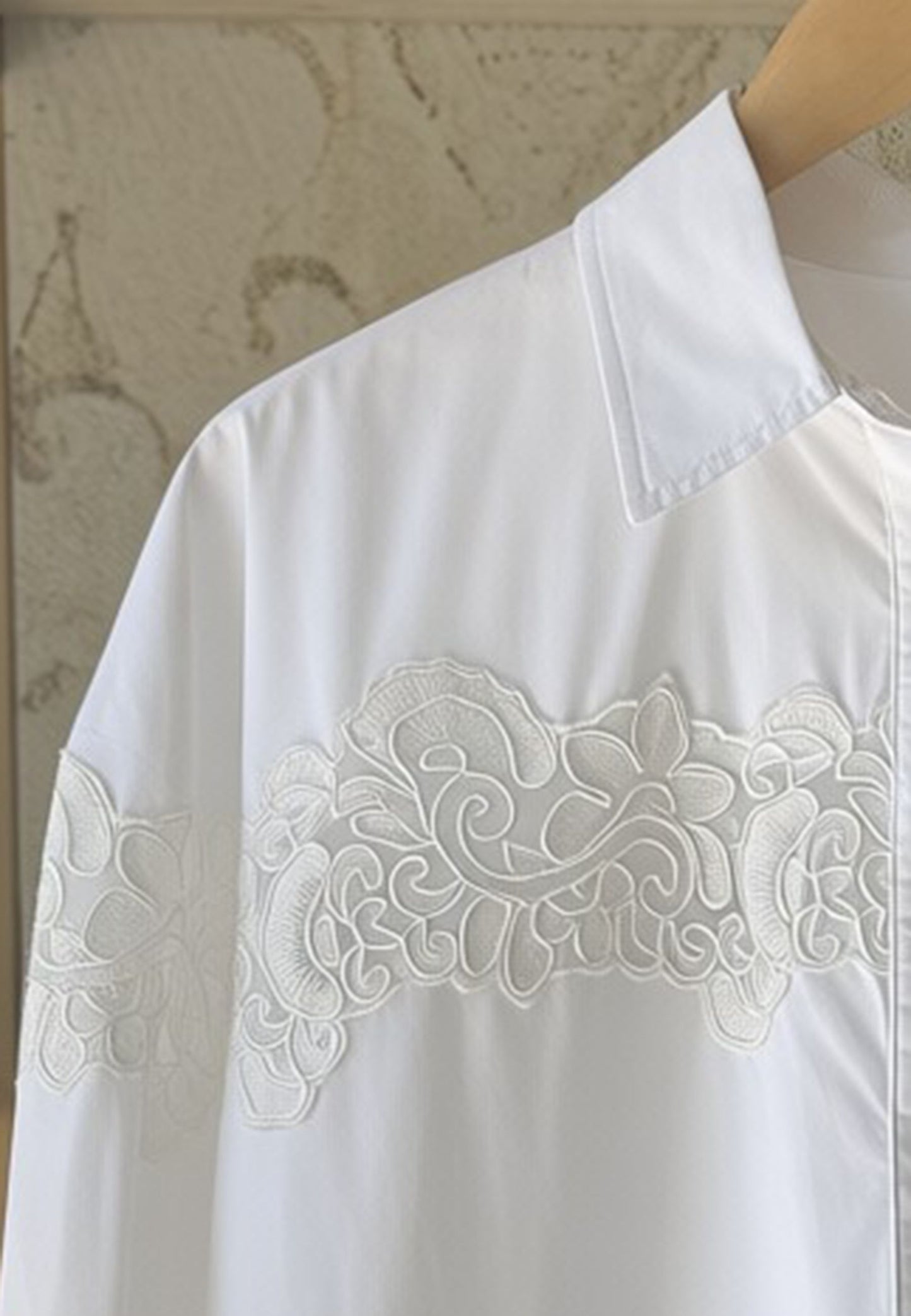 NUNZIA - Camicia Ricamo Over Off White