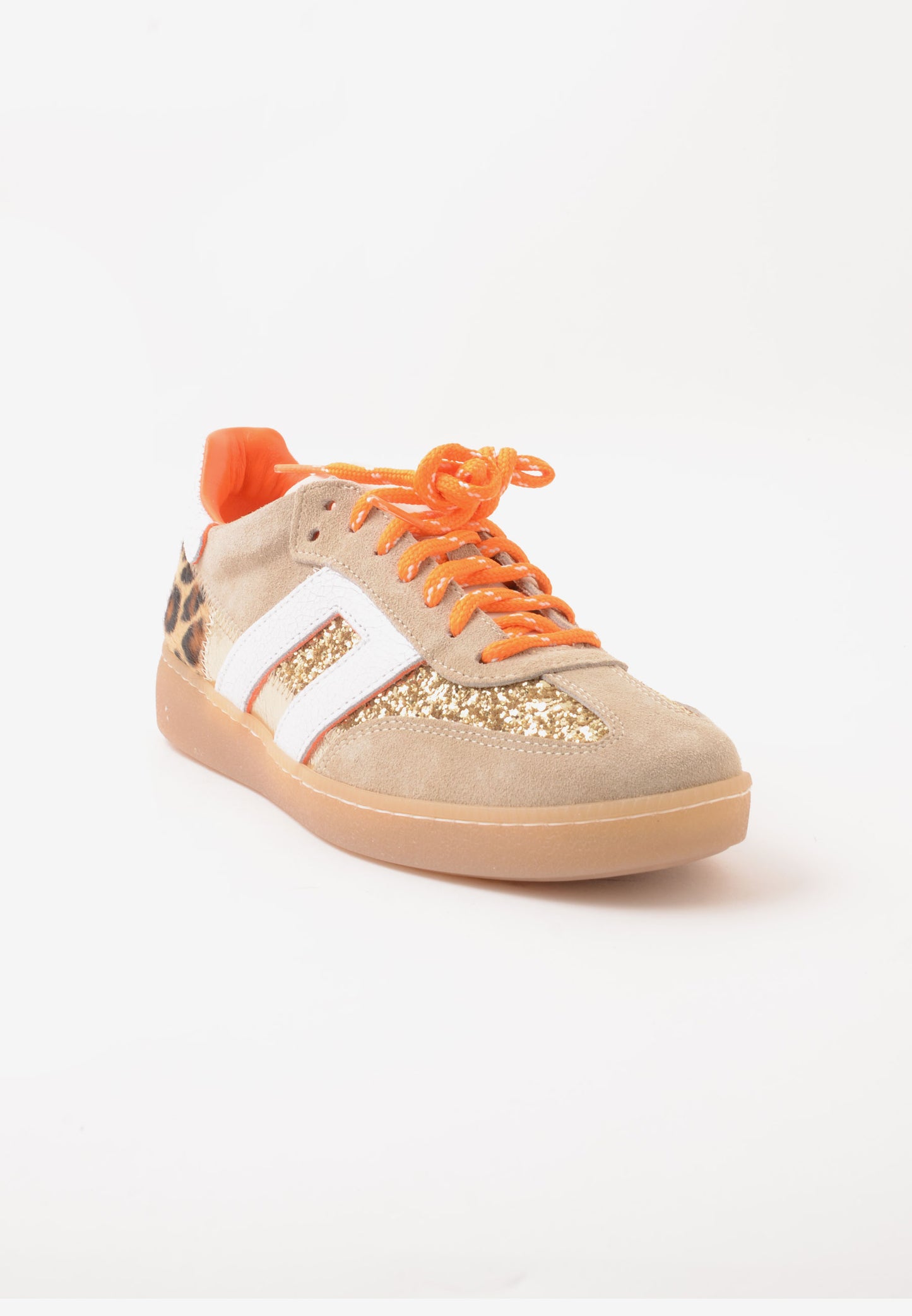 DIVINE FOLLIE - Sneakers Glitter Animalier Arancio