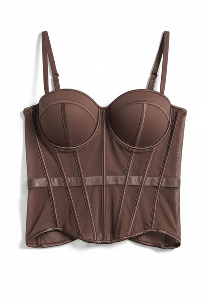 NUNZIA - Corsetto Bustier Marrone