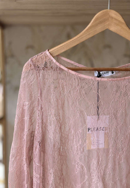 PLEASE - Maglia Pizzo Cipria
