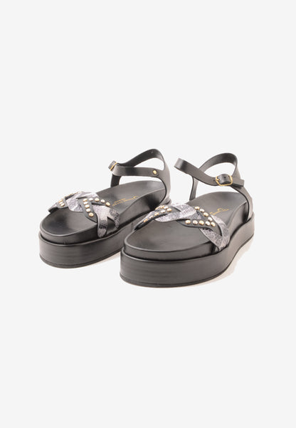 DIVINE FOLLIE - Sandalo Pitone Roccia Nero