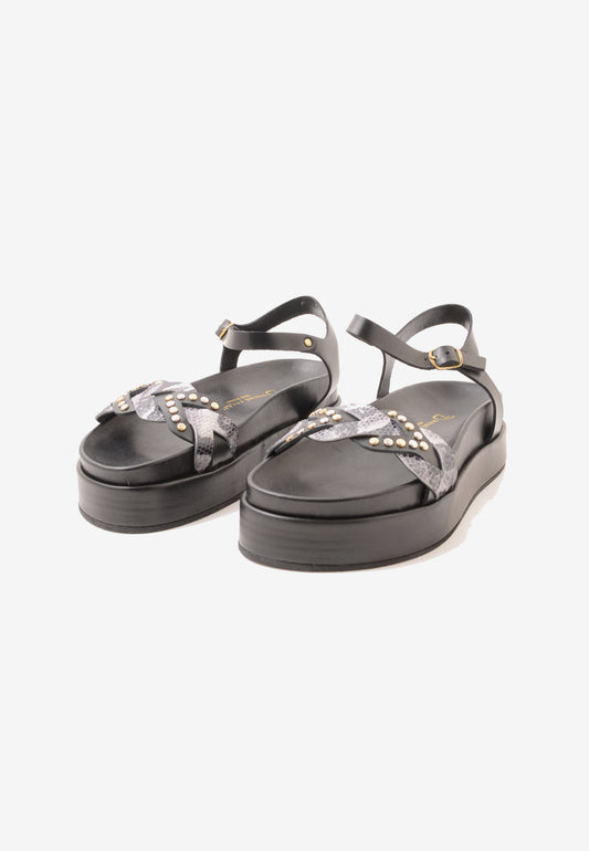 DIVINE FOLLIE - Sandalo Pitone Roccia Nero