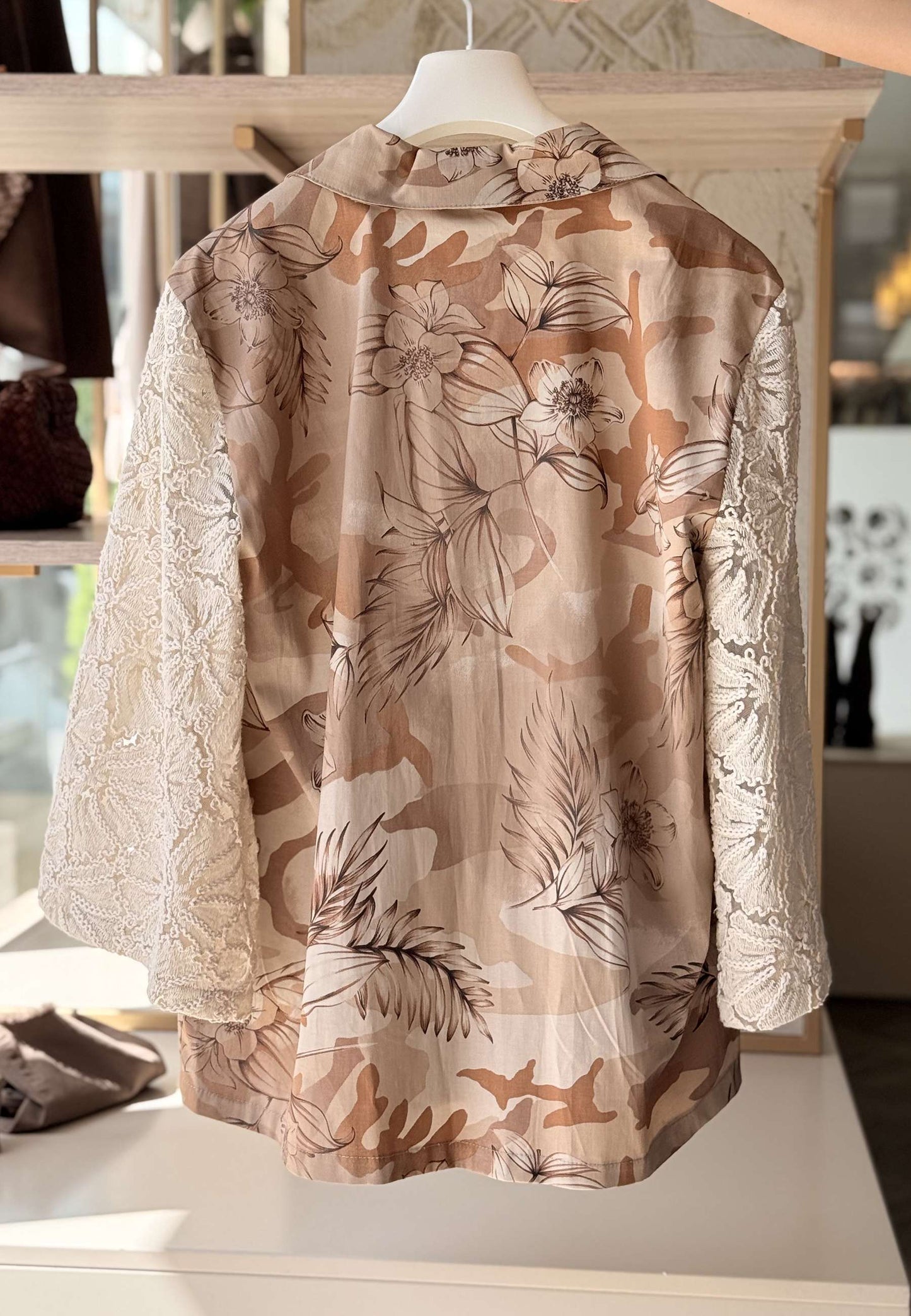 SUSY STAR CURVY - Giacca Pizzo Macramè Hawaii Beige