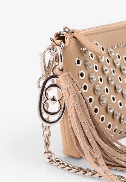 LA CARRIE - Portafoglio Pochette Strass Andromeda Beige