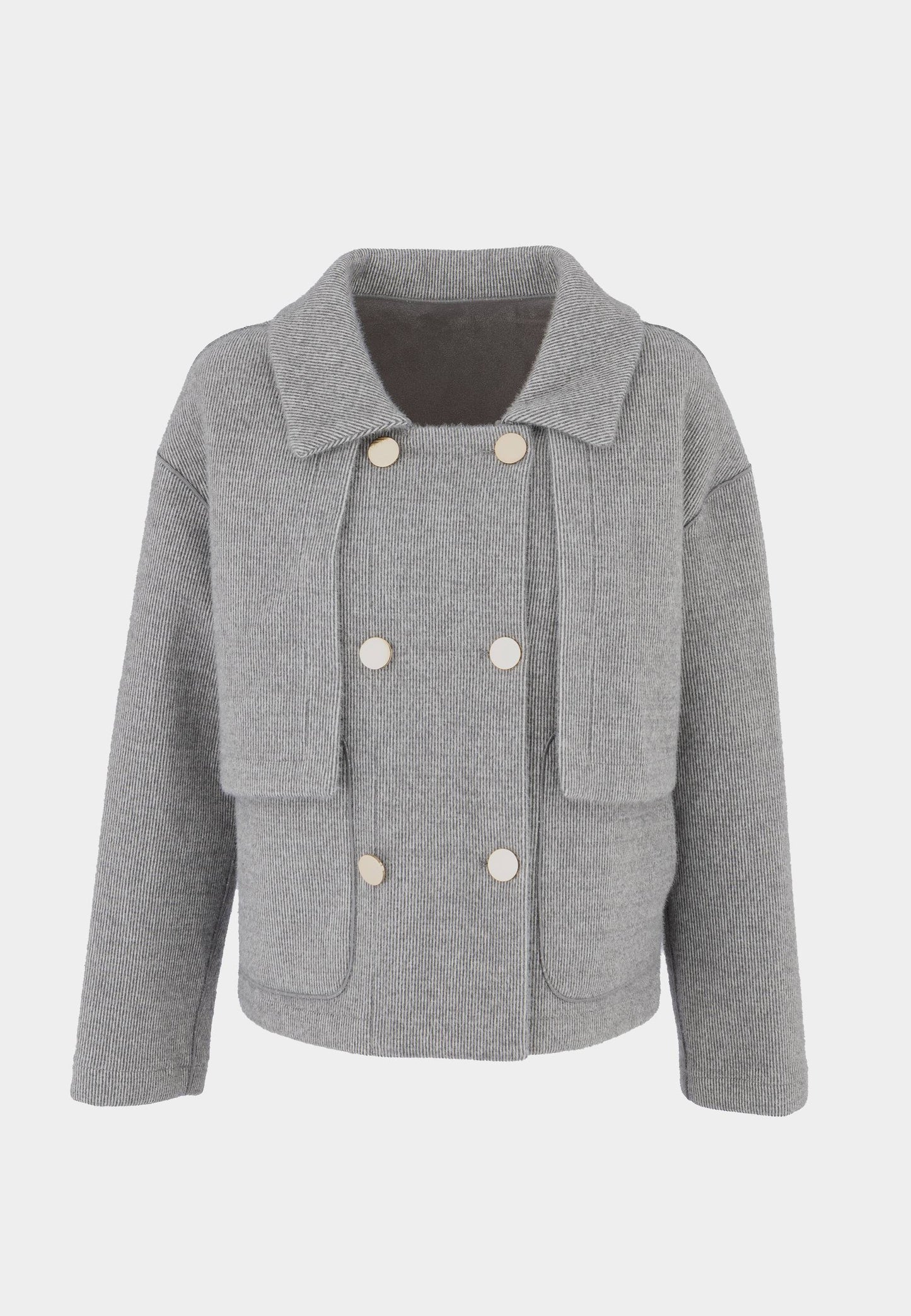 ALEX MAX - Cappottino Reverse Gold Buttons Grigio