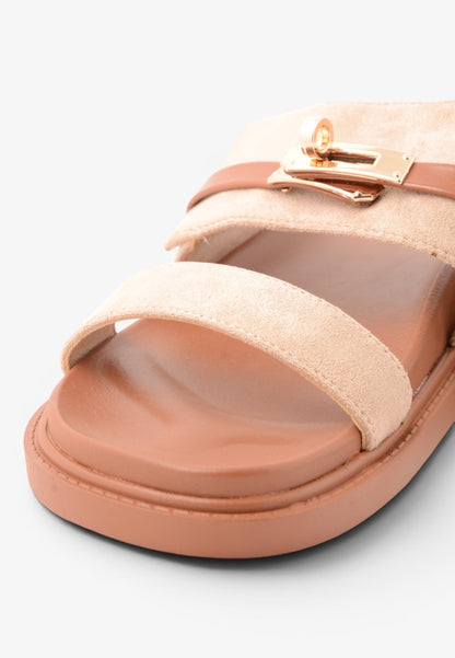 GOLD&GOLD - Sandalo Slide In Suede Con Doppia Fascia Beige