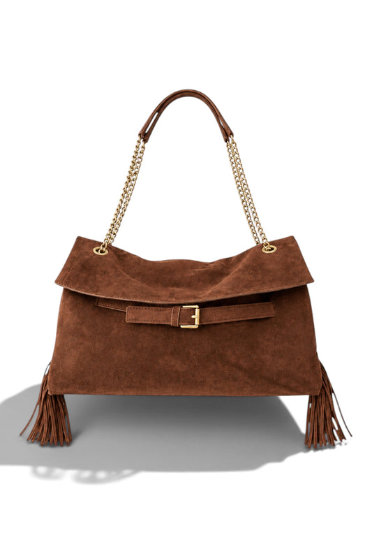 NUNZIA - Borsa Boho Chic Cuoio
