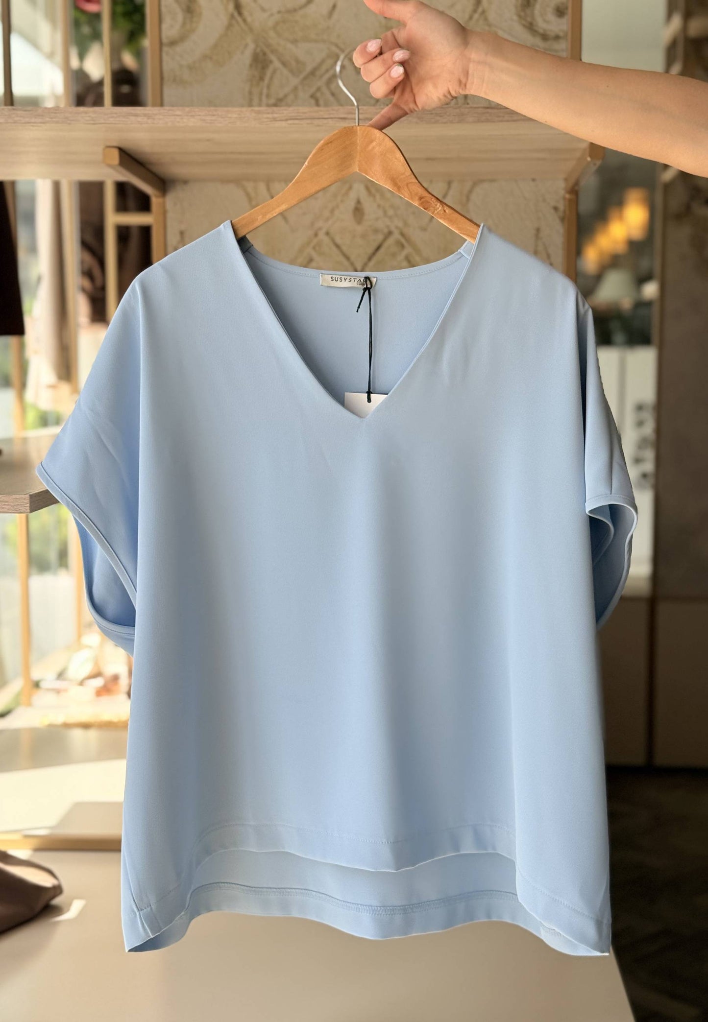SUSY STAR CURVY - Completo Blusa + Pantalone Celeste