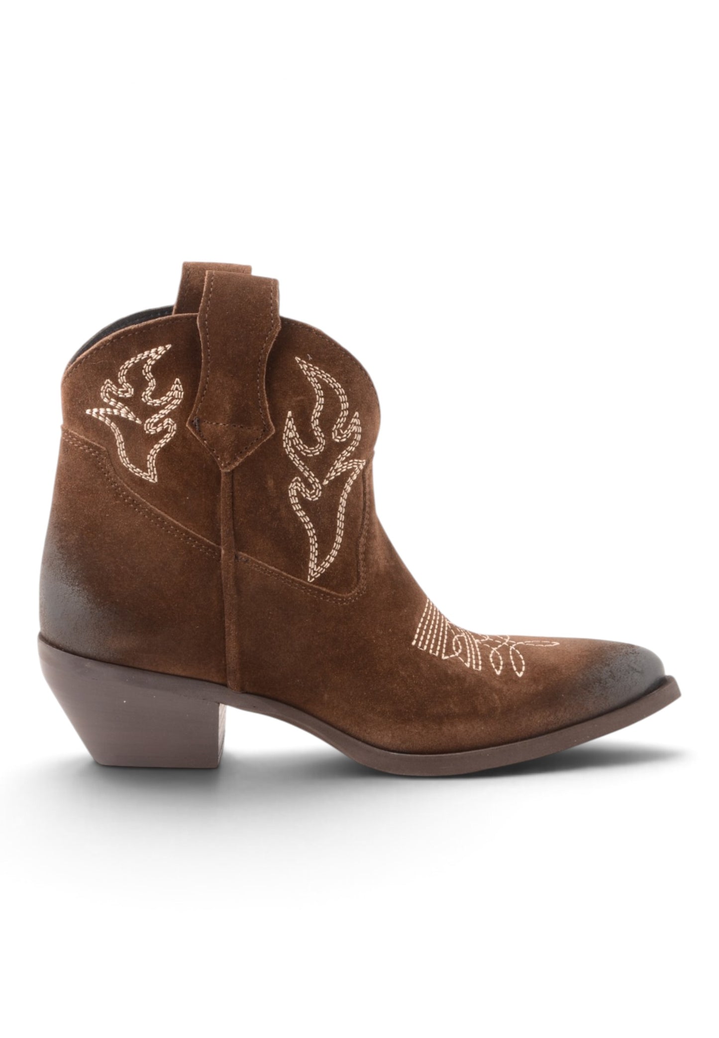 DIVINE FOLLIE - Stivaletto Texano Con Ricami Moka
