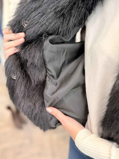 MOTEL - Gilet Over Ecopelliccia Nero