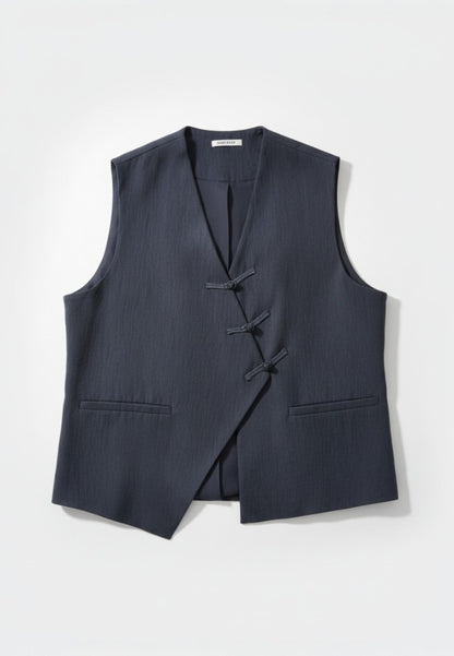 SUSY STAR CURVY - Gilet Abbotonatura Asimmetrica Blu