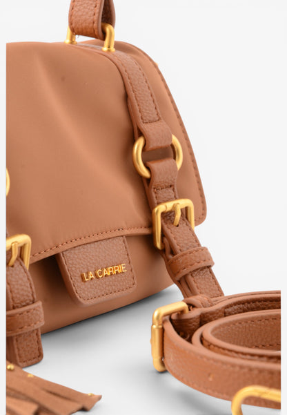 LA CARRIE - Borsa Satchel Dark Nylon Cuoio
