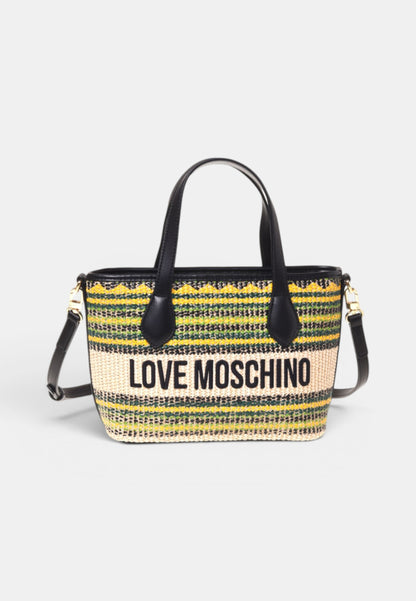 LOVE MOSCHINO - Borsa A Mano In Raffia Multicolor