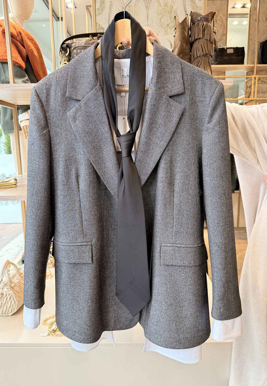 MOTEL - Blazer Cravatta Over Grigio
