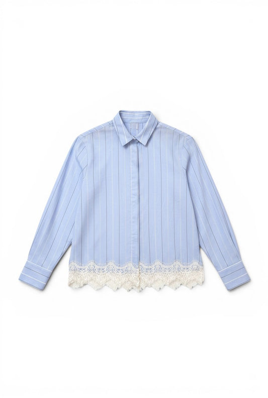 MINERVA - Camicia Corta Pizzo Azzurro