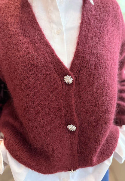 NUNZIA - Cardigan In Mohair Gioiello Burgundy