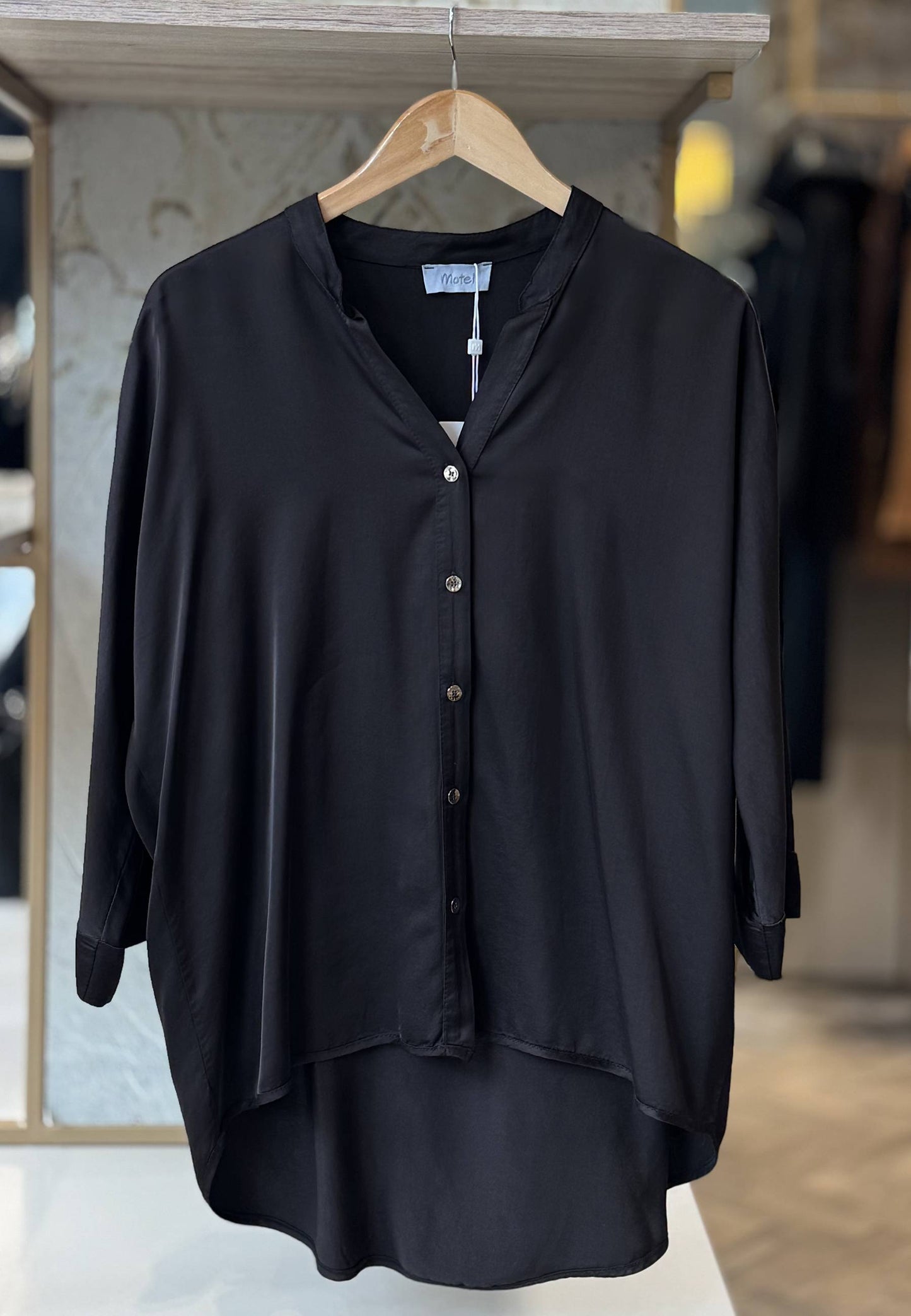 MOTEL - Camicia In Viscosa Bottoni Oro Moka