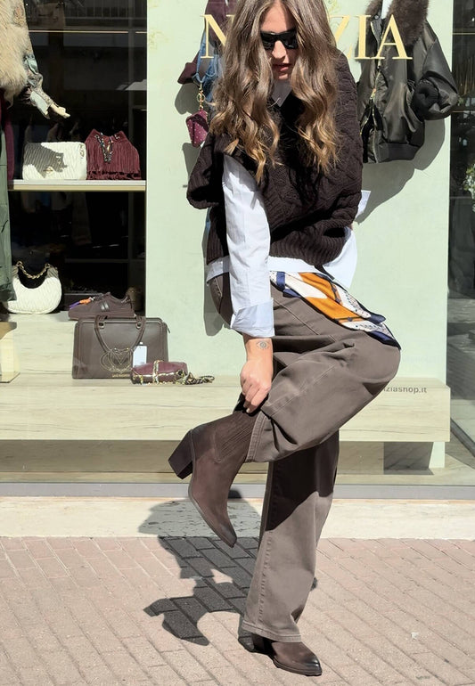 LE STREGHE - Jeans Balloon Taupe