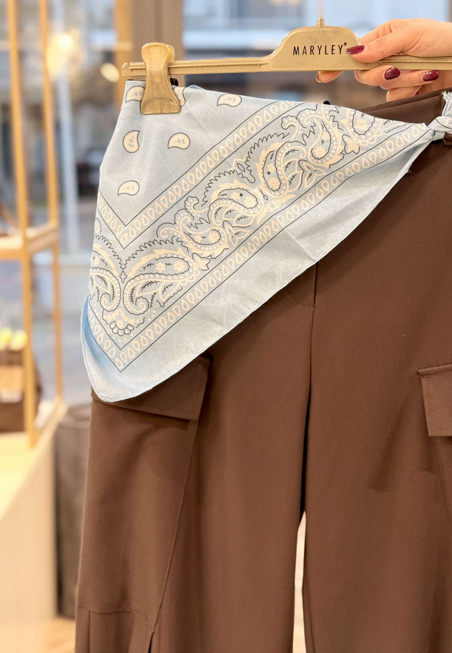MARYLEY - Pantalone Cargo Bandana Marrone