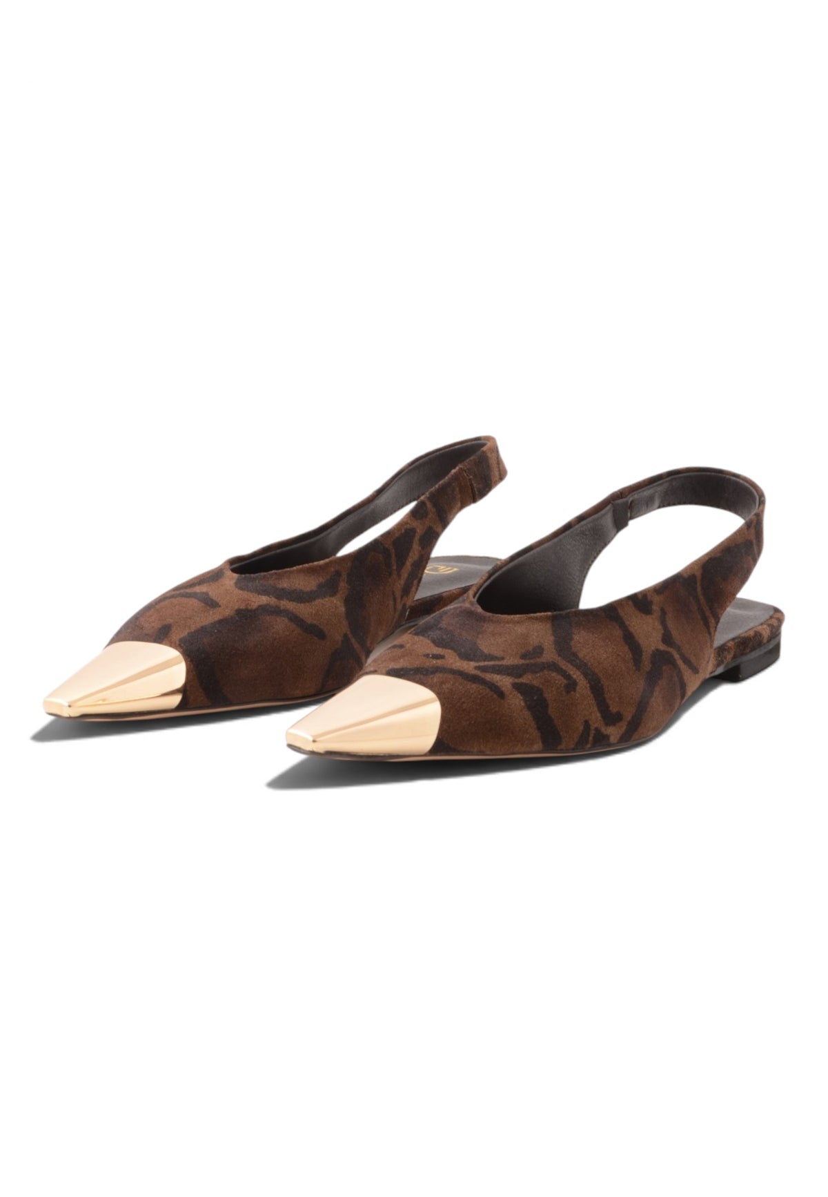 DIVINE FOLLIE - Slingback Flat Leopardate con Punta Dorata