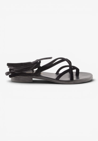DIVINE FOLLIE - Sandalo Basso Alla Schiava In Velluto Nero